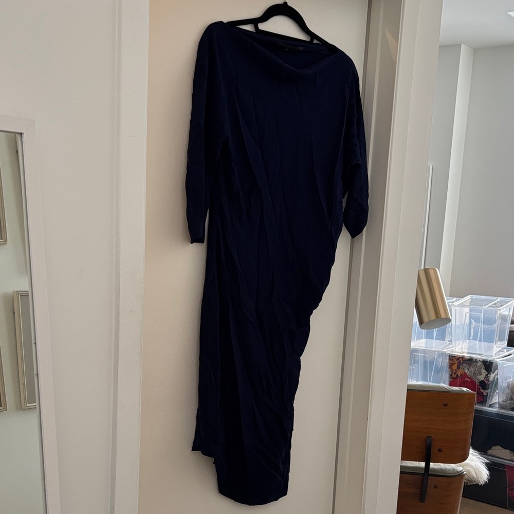 Women’s Navy Blue Draped Long Dress